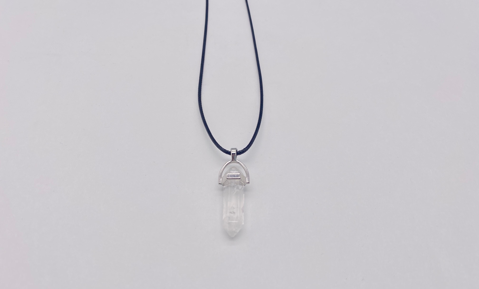 Clear Quartz Necklace Point with Silver Top A Time for Karma