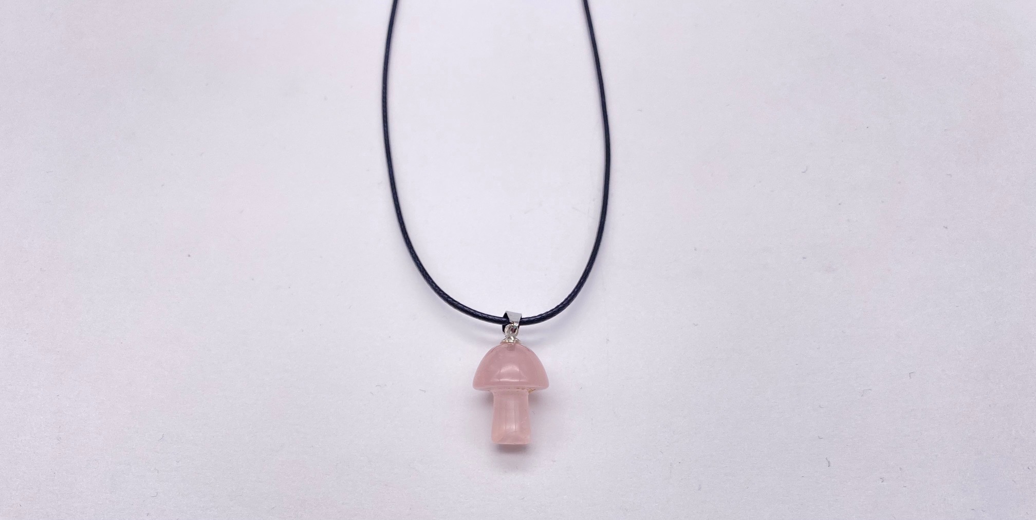 Rose Quartz Necklace Mushroom A Time for Karma