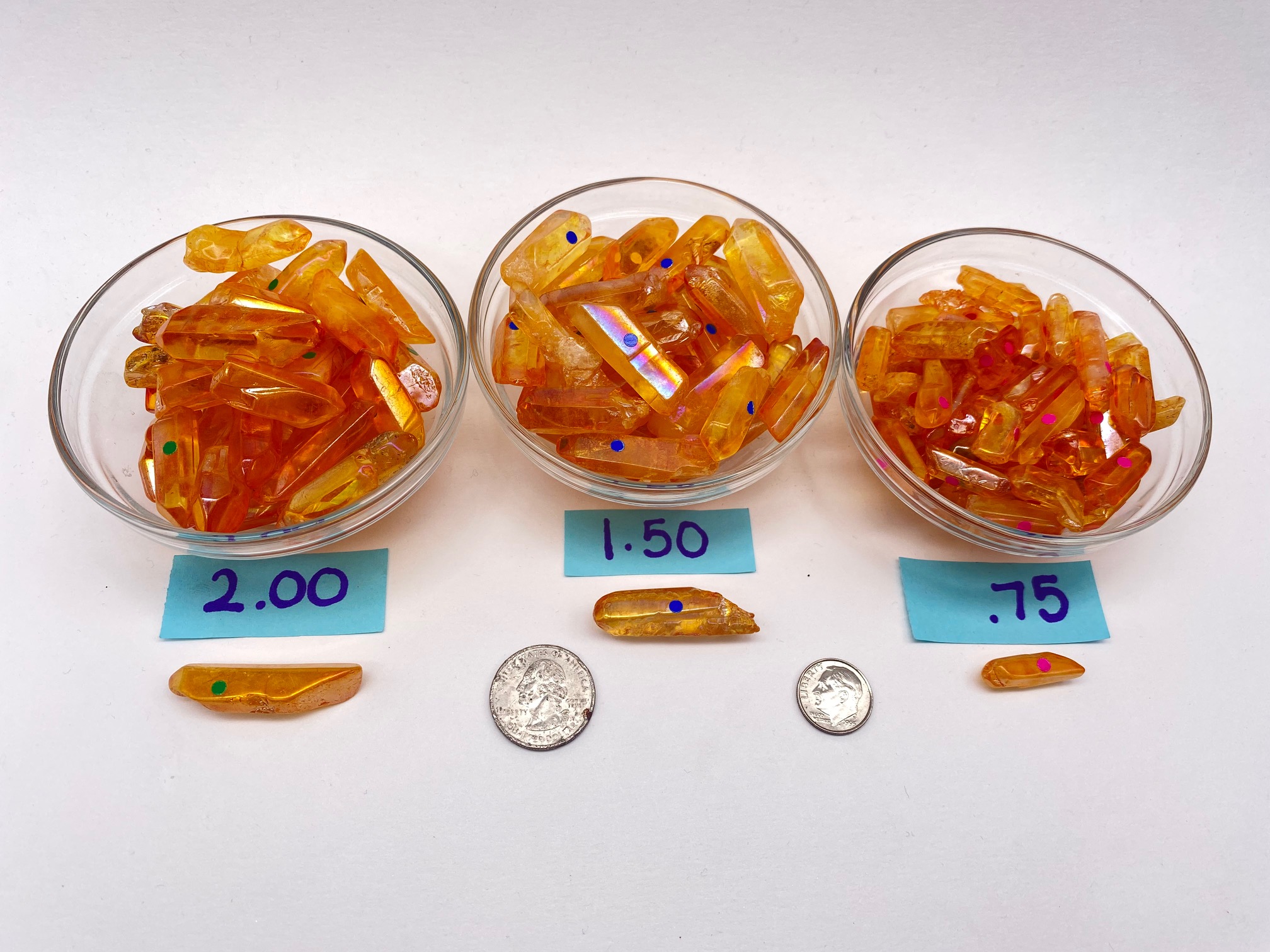 Orange Aura Quartz Points A Time for Karma